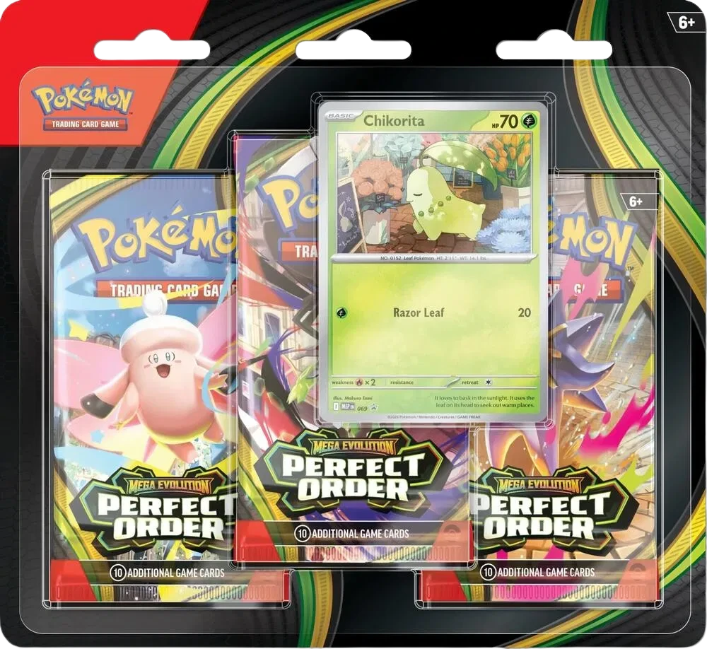 Pokémon TCG: Mega Evolution—Perfect Order 3-Pack Blister—Chikorita